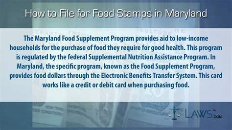 All your maryland ebt and food stamp (snap) questions answered in one handy place. How to File for Food Stamps Maryland - YouTube