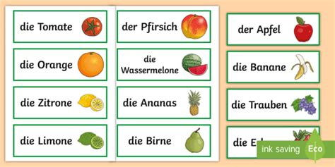 Fruit Word Cards German Teacher Made
