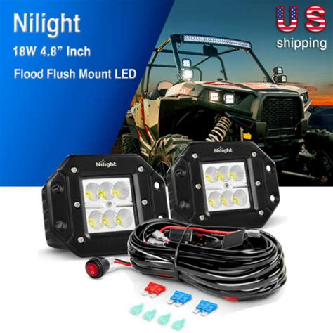 Nilight 2x 18w 4inch Led Work Light Bar Driving Fog Lamp Offroad Atv