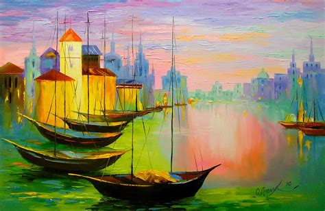Boats Painting By Olha Darchuk Fine Art America
