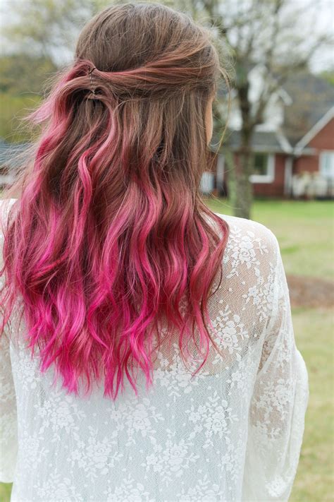 Pink Hair Ombre On Brown Brown Hair Pink Tips Pink Ombre Hair Hair Color Pastel Trendy Hair