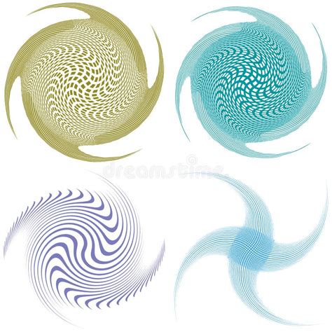 Set Of Single Coloredmonochrome Twirl Swirl Shape With Rotation