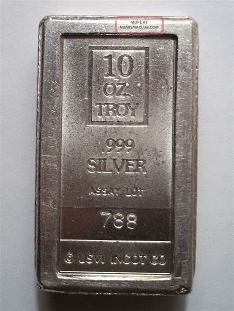 10 Troy Oz Silver A Mark Brick Usvi Ingot Co Stackable Bar Bullion Rare