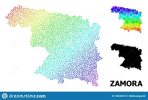 Vector Rainbow Colored Pixelated Map Of Zamora Province Stock Vector