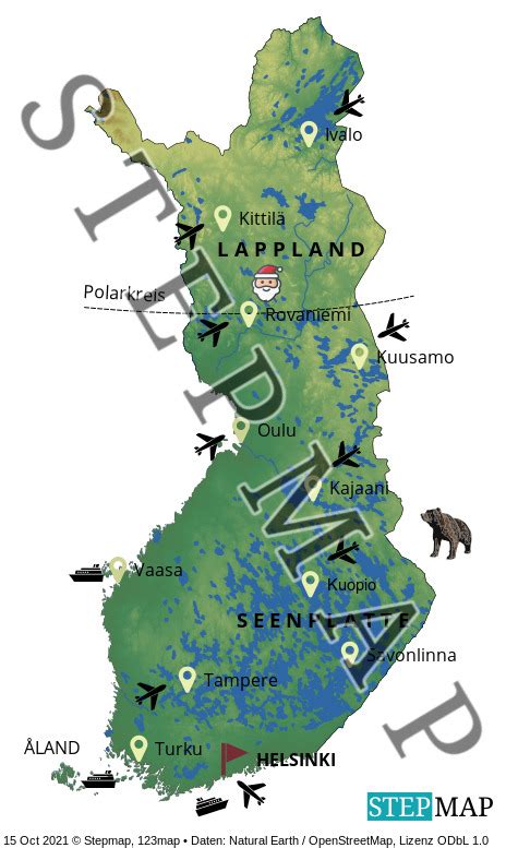 Stepmap Finnland Landkarte Für Skandinavien