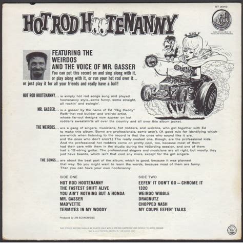 Hot Rod Hootenanny Original 1963 Us Capitol Label 12 Track Lp All Products Sound Station
