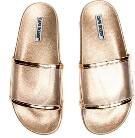 Cape Robbin Moira Rose Gold Slide Sandals Size Gold Slides