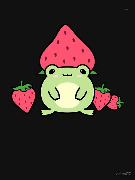 Frog With Strawberry Hat Kawaii Frog Cottagecore Aesthetic Essential