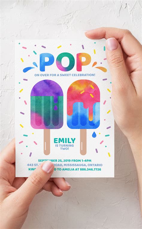 Popsicle Summer Birthday Party Invitation Pool Party Invitation