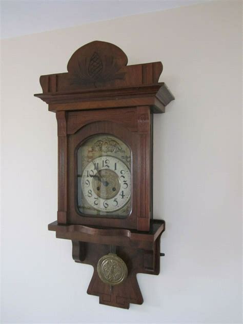 Beautiful German Antique Wall Clock With Pendulum And Key Chime