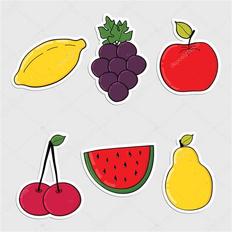 Imágenes Verduras Y Frutas Para Imprimir Conjunto De Pegatinas Con