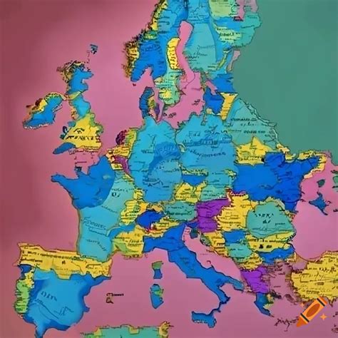 Map With Names Of European Countries