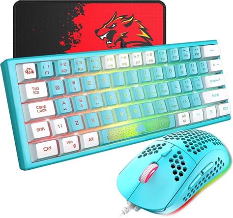 60 Gaming Keyboard And Mouse Combo Duble Color Keycaps