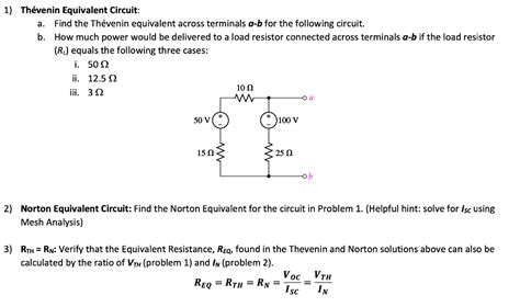 Solved 1 Thévenin Equivalent Circuit A Find The Thévenin