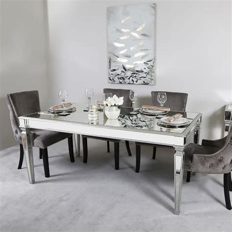 Athens Antique Silver Mirrored Dining Table Picture Perfect Home