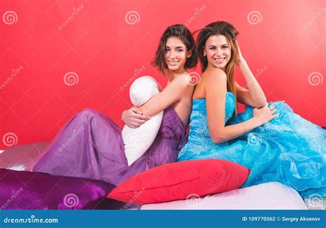 Portrait Of A Two Young Women Stock Photo Image Of Dress Hair 109770562