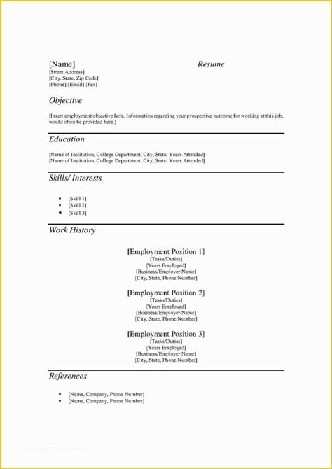 Free Printable Fill In The Blank Resume Templates Of Resume Format