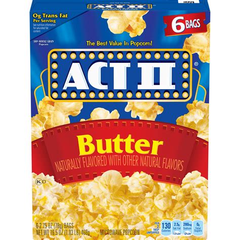 Act Ii Butter Microwave Popcorn 275 Oz 6 Ct