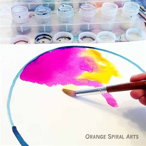 Liquid Watercolor Mandalas Workshop Minneapolis Minnesota Orange