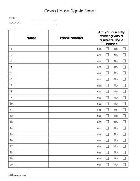 Sign Up Sheet Sign In Sheet Instant Download Many Layouts