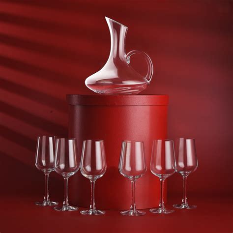 Crystal Wine Decanter And Glass Set 7pcs Rella Stiletto Decanter