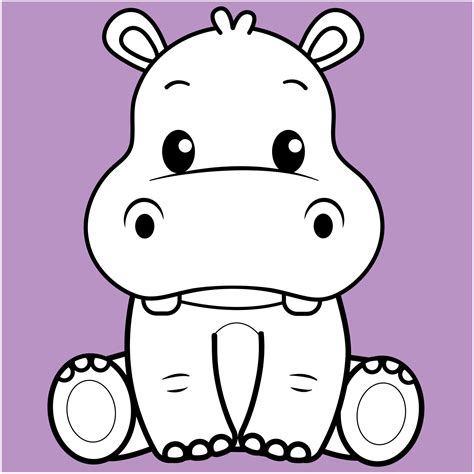 Cute Hippo Coloring Pages