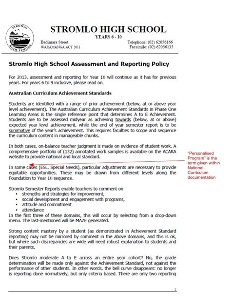 Assessment Policy Annotated
