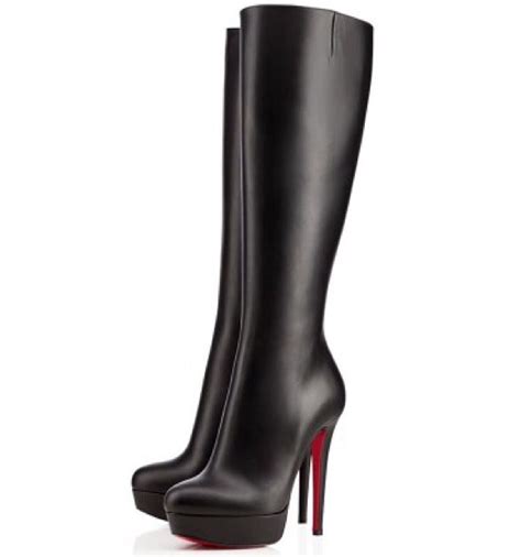 christian louboutin real leather knee high boots black knee length boots knee high platform