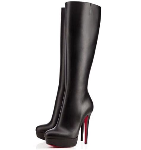 Christian Louboutin Real Leather Knee High Boots Black Knee Length Boots Knee High Platform