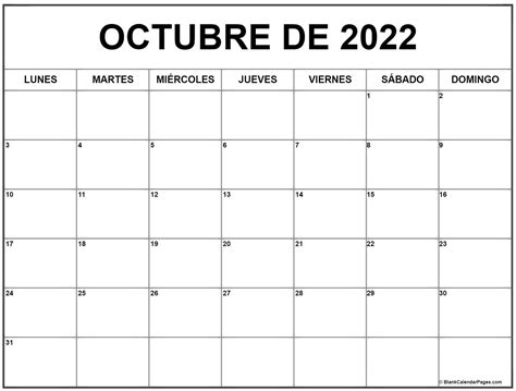 Octubre De 2022 Calendario Gratis Calendario Octubre