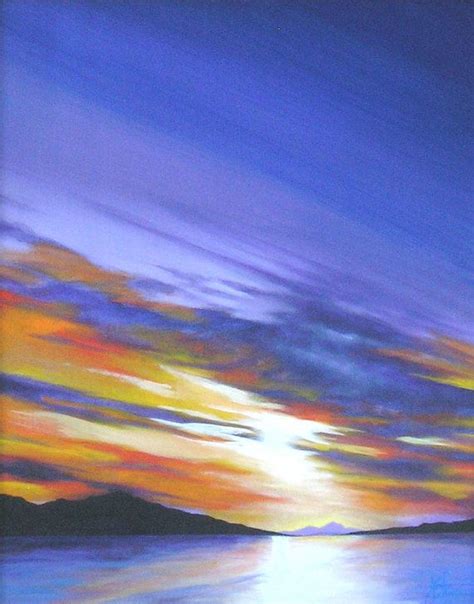 Sunset Lake Reflection Original Acrylic Painting By Artworkbyjes 160