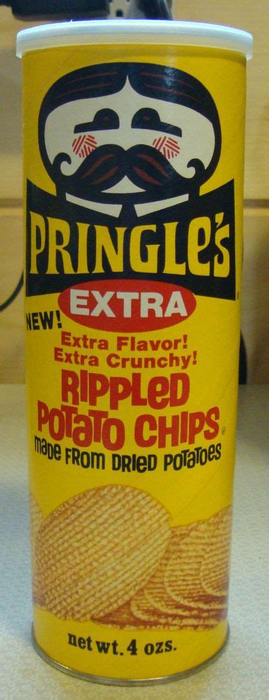 Vintage Pringles Extra Rippled Potato Chips Can 1970s Yellow Gr