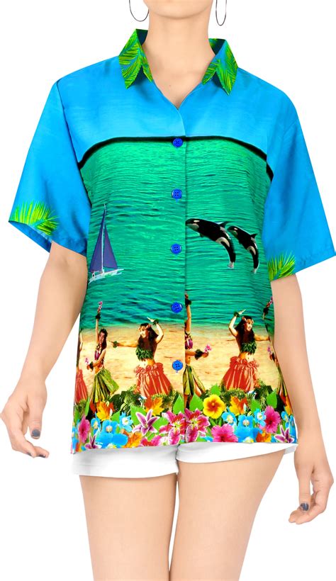 Happy Bay Beach Top Blouses Women Hawaiian Shirt Tank Casual Aloha