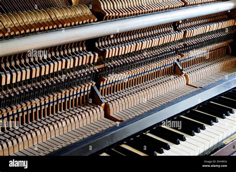 Inside The Piano String Pins Keys And Hammers Stock Photo Alamy