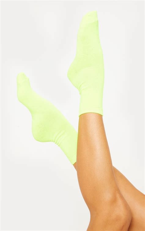 neon yellow ankle socks accessories prettylittlething usa
