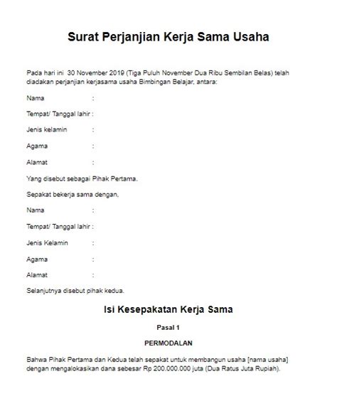Home » surat perjanjian » 77 contoh surat perjanjian kerjasama bagi hasil. Kontrak Kerjasama Usaha - Contoh Surat Perjanjian ...