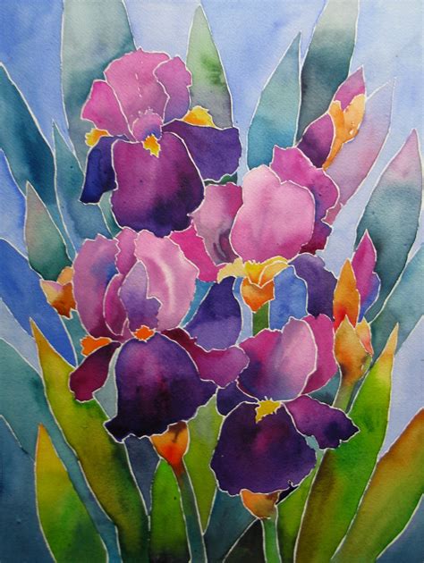 Nels Everyday Painting Watercolor Stained Glass Iris Sold