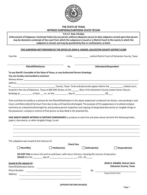 Texas Subpoena Form Fill Online Printable Fillable Blank Pdffiller