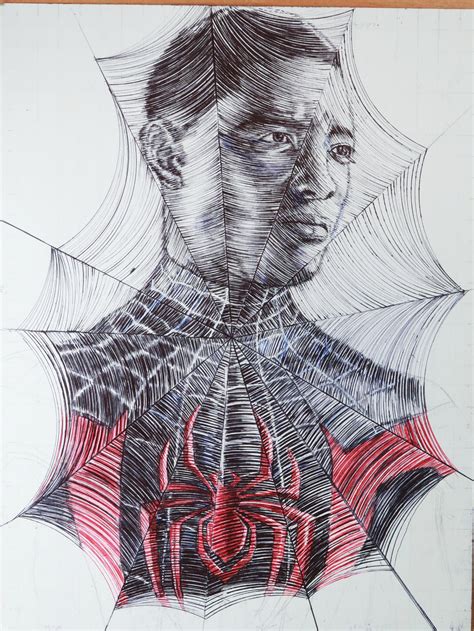 I Drew Spider Man Miles Morales By Drawing Spider Web Pattern Rdrawing