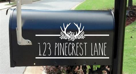 Mailbox Decal Deer Personalized Mailbox Antler Mailbox Etsy