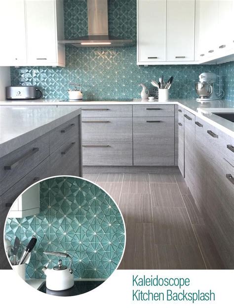 This Blue Green Kaleidoscope Kitchen Backsplash Balances Out A Calm