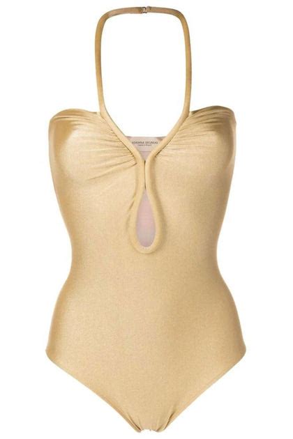 Adriana Degreas Solid Halterneck Swimsuit In Dune Shop Premium Outlets