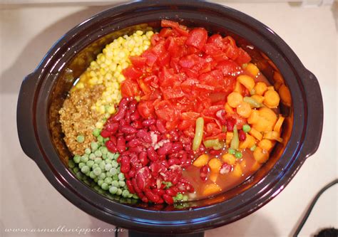 Cheesy vegetable soup made in the crockpot has veggies like potatoes, carrots, broccoli, and onions! Crockpot Veggie Soup | A Small Snippet