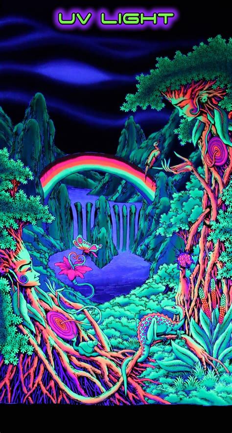 Psychedelic Tapestry Uv Active Blacklight Backdrop Trippy Wall Etsy