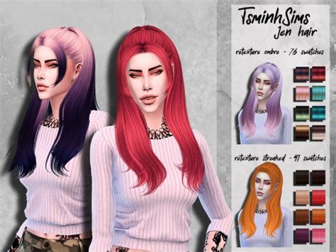 The Sims Resource Tsminh`s Jen Hair Retextured By Honeyssims4 Sims 4