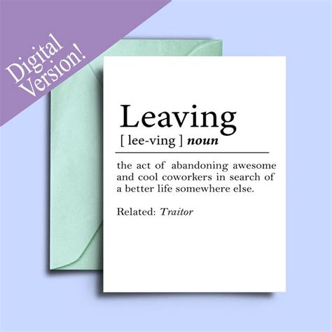 A Card With The Words Leaving On It