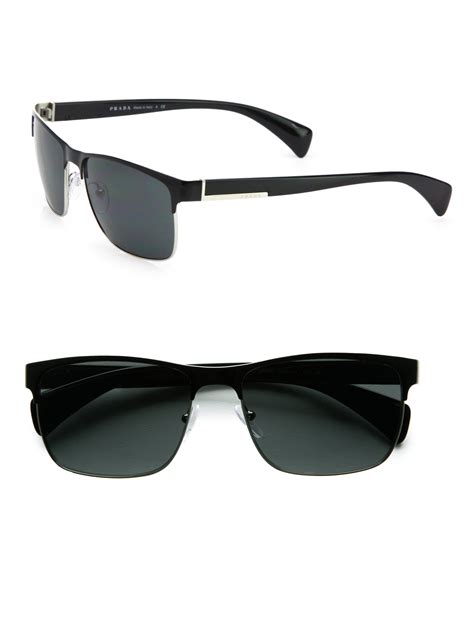 Prada Twotone Square Sunglasses In Black For Men Lyst