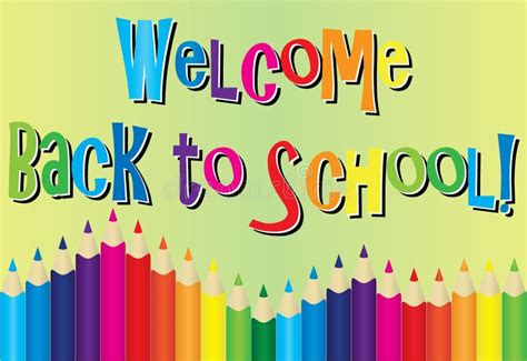 Welcome Back To School Colored Pencil Graphic Stock Vector