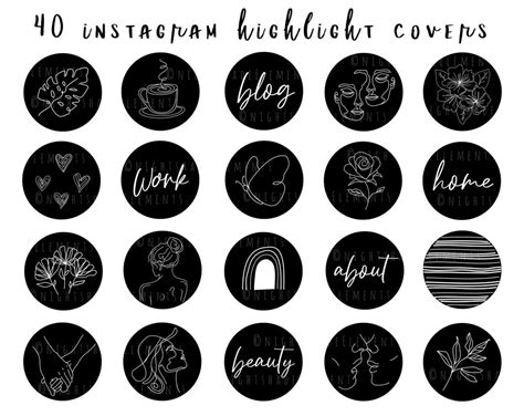 40 Line Art Instagram Highlight Cover Icons Boho Highlight Etsy Singapore