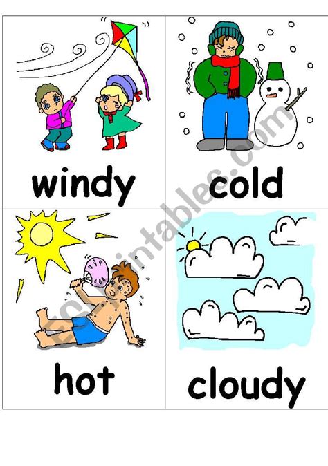 Weather Flashcards ESL Worksheet By Nour